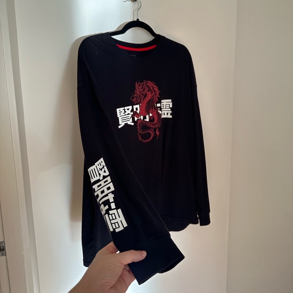 3/50$ Black long-sleeve / size large / unisex / drop shoulder sweater - Picture 10 of 12